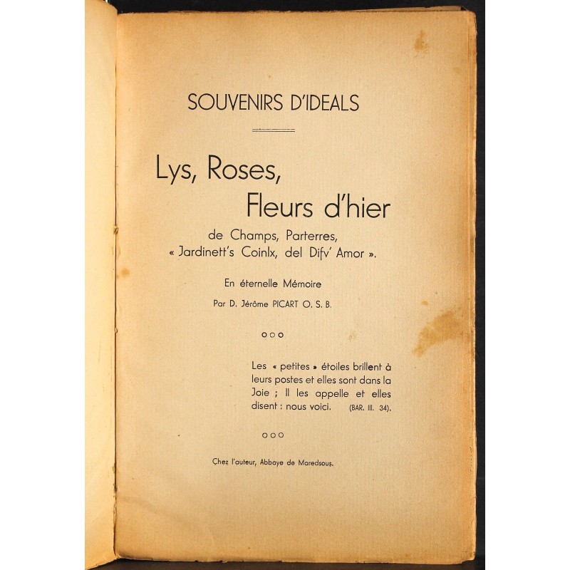 Souvenirs d'ideals. Lys, Roses, Fleurs d'hier