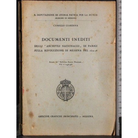 Documenti inediti. Estratto Bollettino Storico Messinese