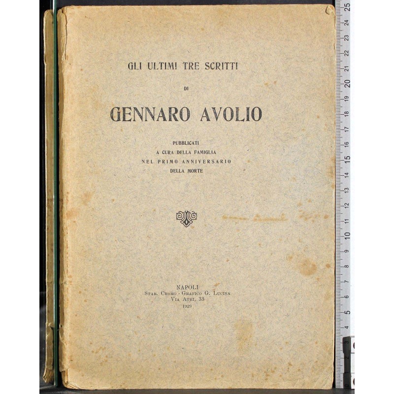 Gli ultimi tre scritti di Gennaro Avolio
