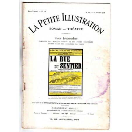 LA PETITE ILLUSTRATION - N 21 - 1913 - ROMAN - THÉATRE