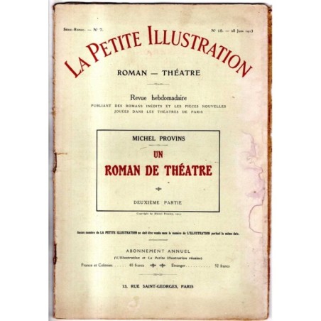 LA PETITE ILLUSTRATION - N 18 - 1913 - ROMAN - THÉATRE