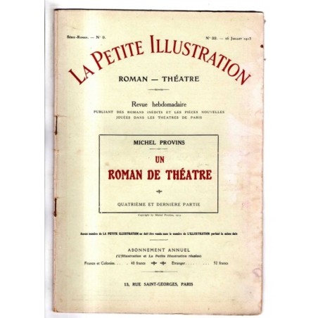 LA PETITE ILLUSTRATION - N 22 - 1913 - ROMAN - THÉATRE
