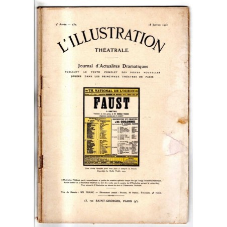 L'ILLUSTRATION THEATRALE - N 230 - 1913 -  JOURNAL D'ACTUALITÈS DRAMATIQUES