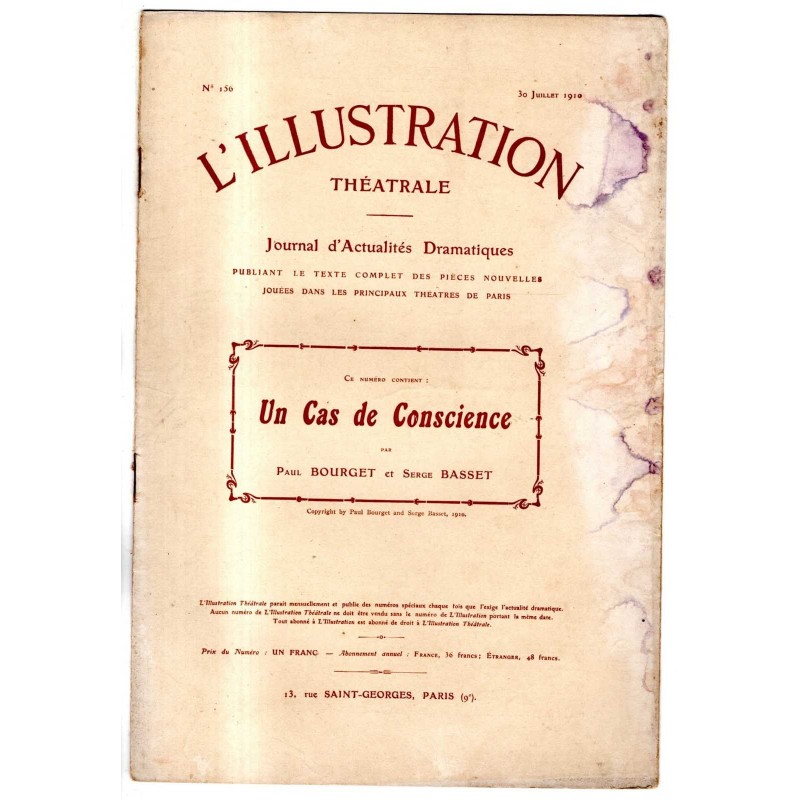 L'ILLUSTRATION THEATRALE - N 156 - 1910 -  JOURNAL D'ACTUALITÈS DRAMATIQUES