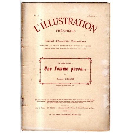 L'ILLUSTRATION THEATRALE - N 145 - 1910 -  JOURNAL D'ACTUALITÈS DRAMATIQUES