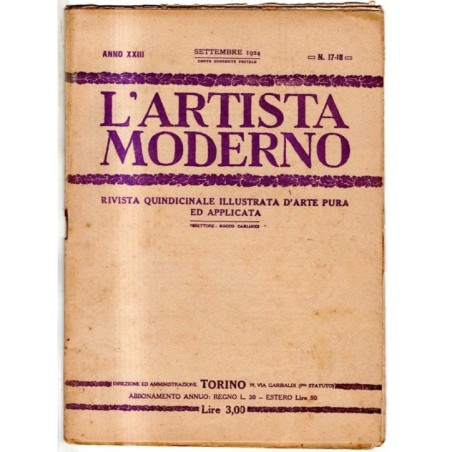 L'ARTISTA MODERNO - N 17-18 - 1924