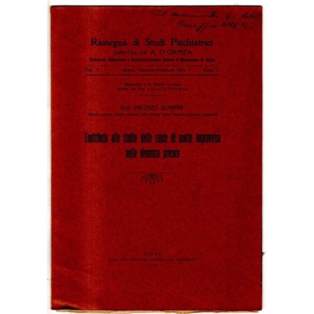 RASSEGNA STUDI PSICHIATRICI - N 1 - 1915 - CONTRIBUTO ALLO STUDIO DELLE CAUSE..