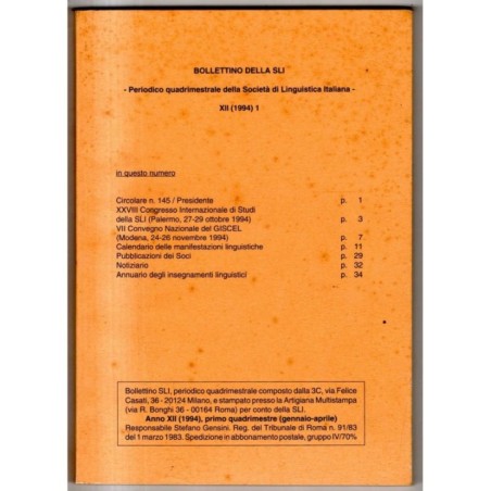 BOLLETTINO DELLA SLI - N 1, XII - 1994