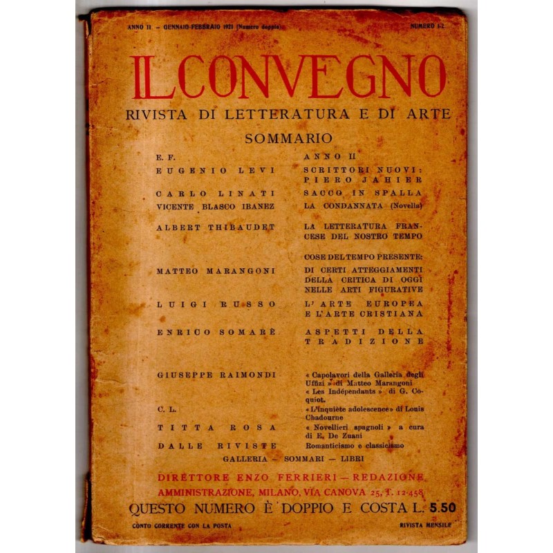 IL CONVEGNO - N 1-2 - 1921 - LETTERATURA E ARTE