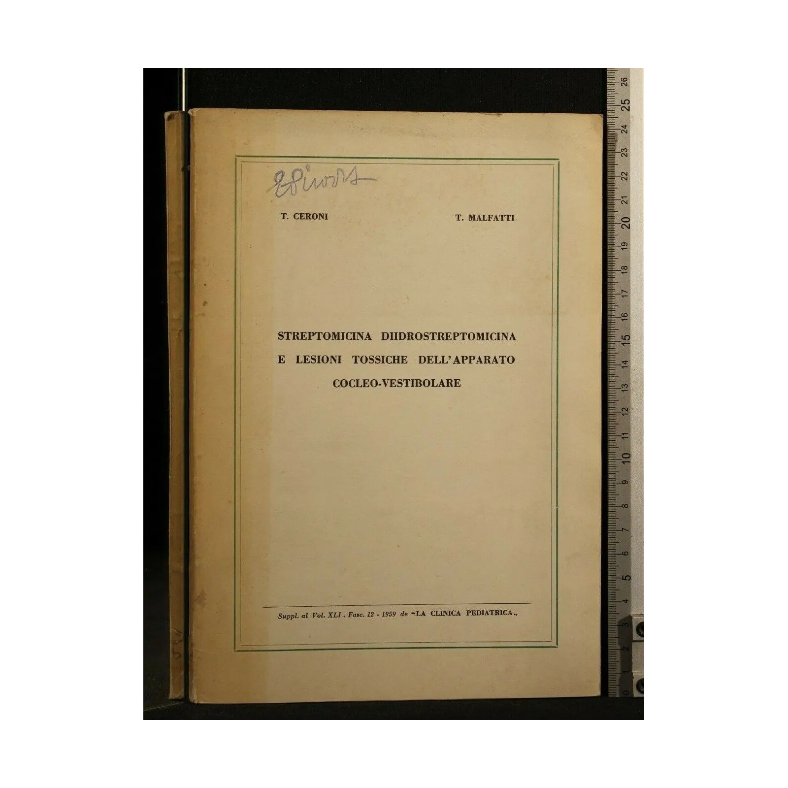 STREPTOMICINA DIIDROSTREPTOMICINA E LESIONI TOSSICHE