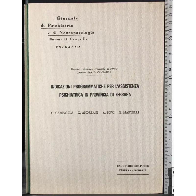 Indicazioni programmatiche per l'assistenza psichiatrica..