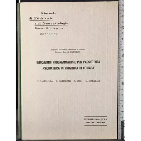 Indicazioni programmatiche per l'assistenza psichiatrica..