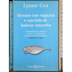 Oceano con ragazza e cucciolo balena smarrito