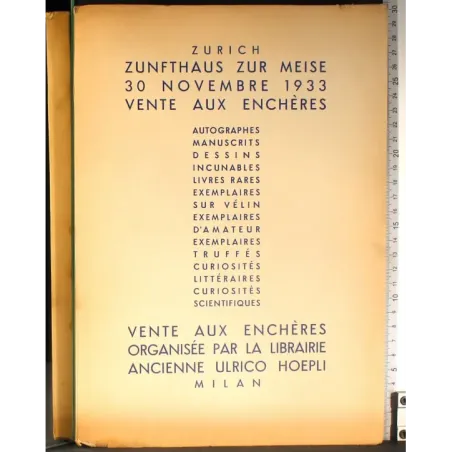 Zunfthaus zur meise 30 Novembre 1933 vente aux encheres