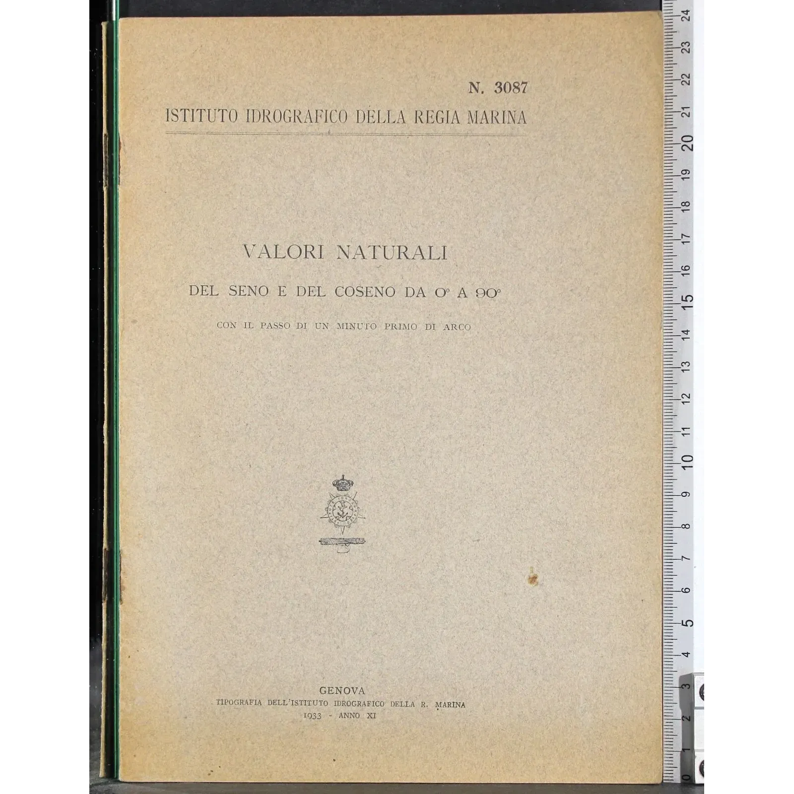 Valori naturali seno e coseno da 0 a 90