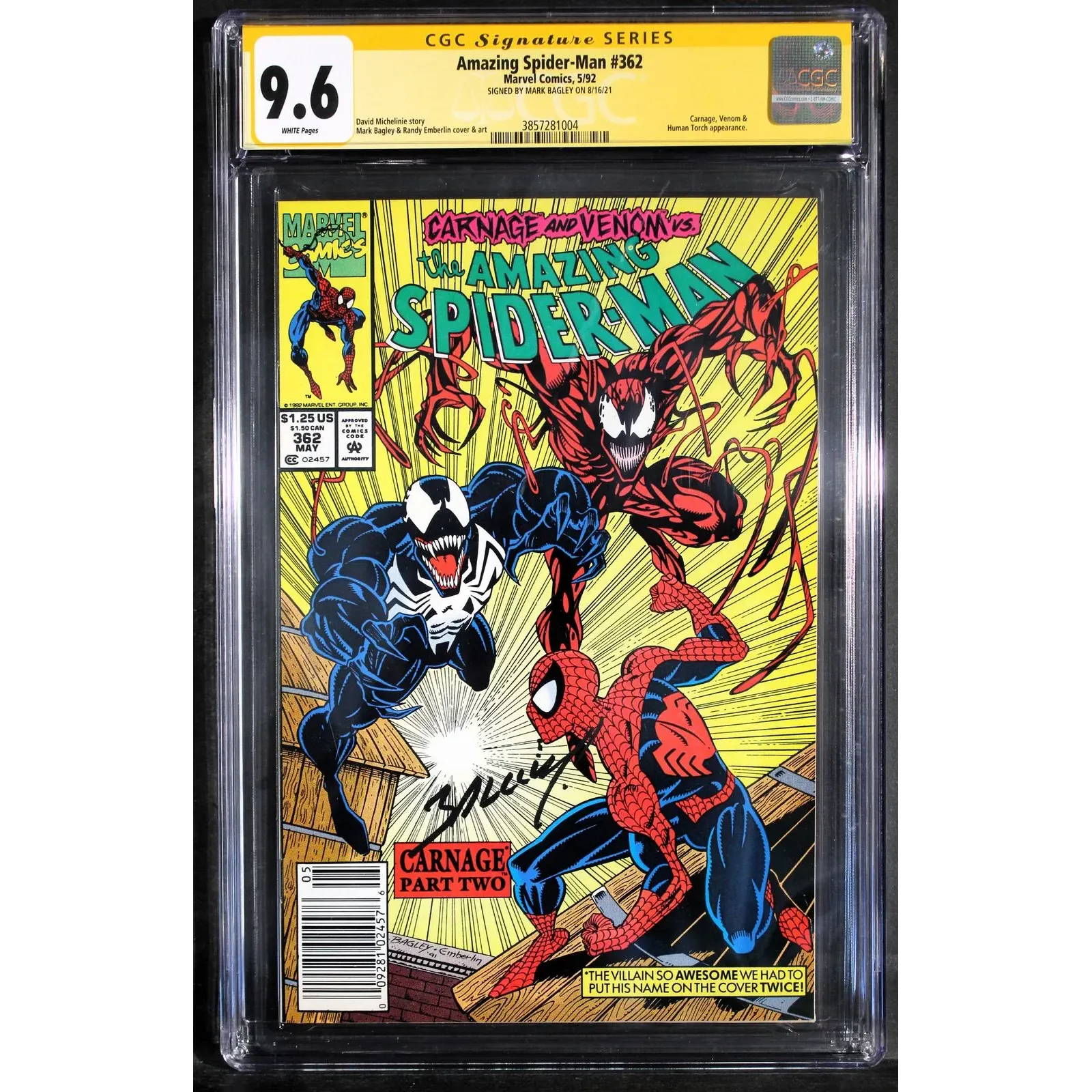 AMAZING SPIDER-MAN 362 - MARVEL 1992 - CGC SLABBED - NM+ (9.6)