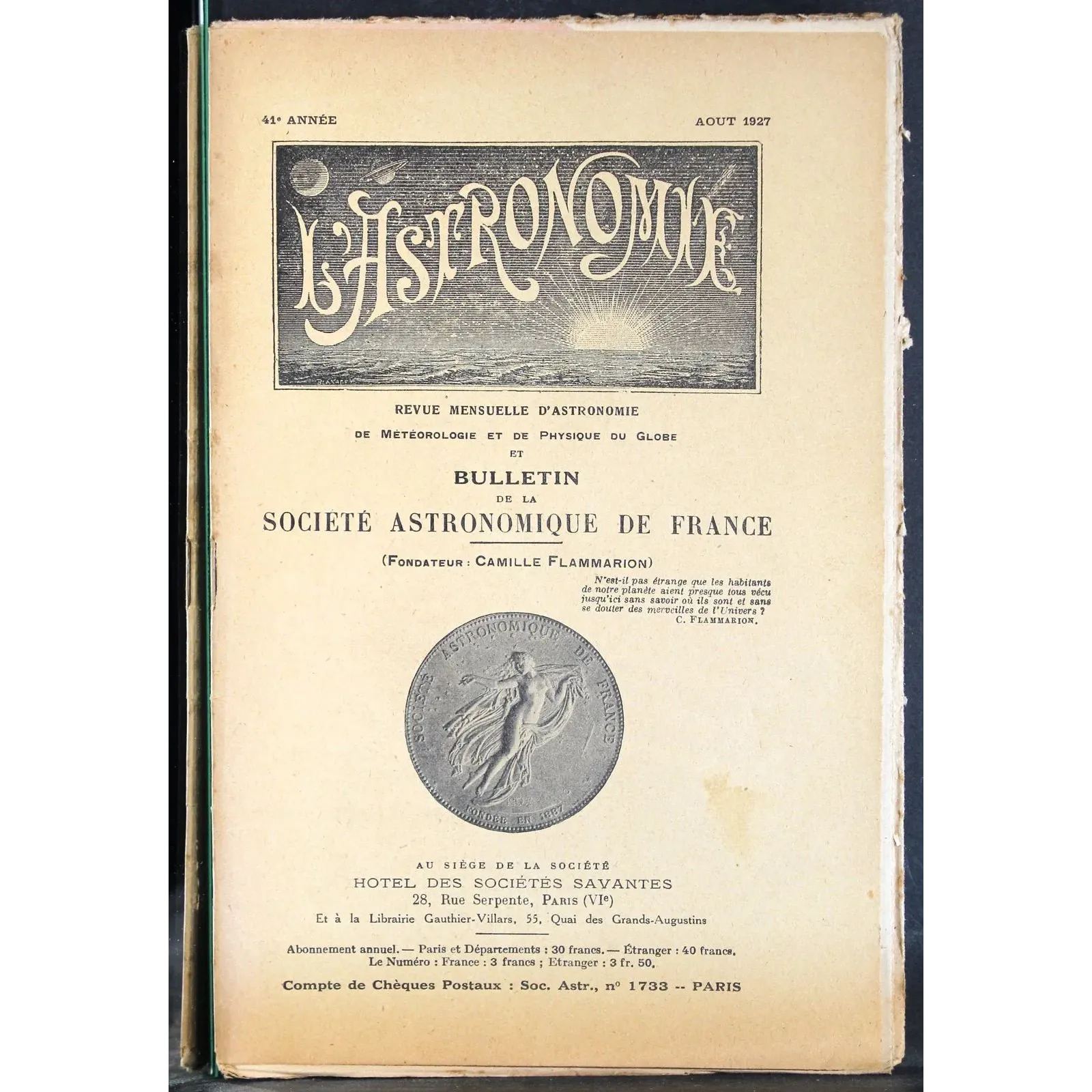 L' ASTRONOMIE - AOUT - 1927