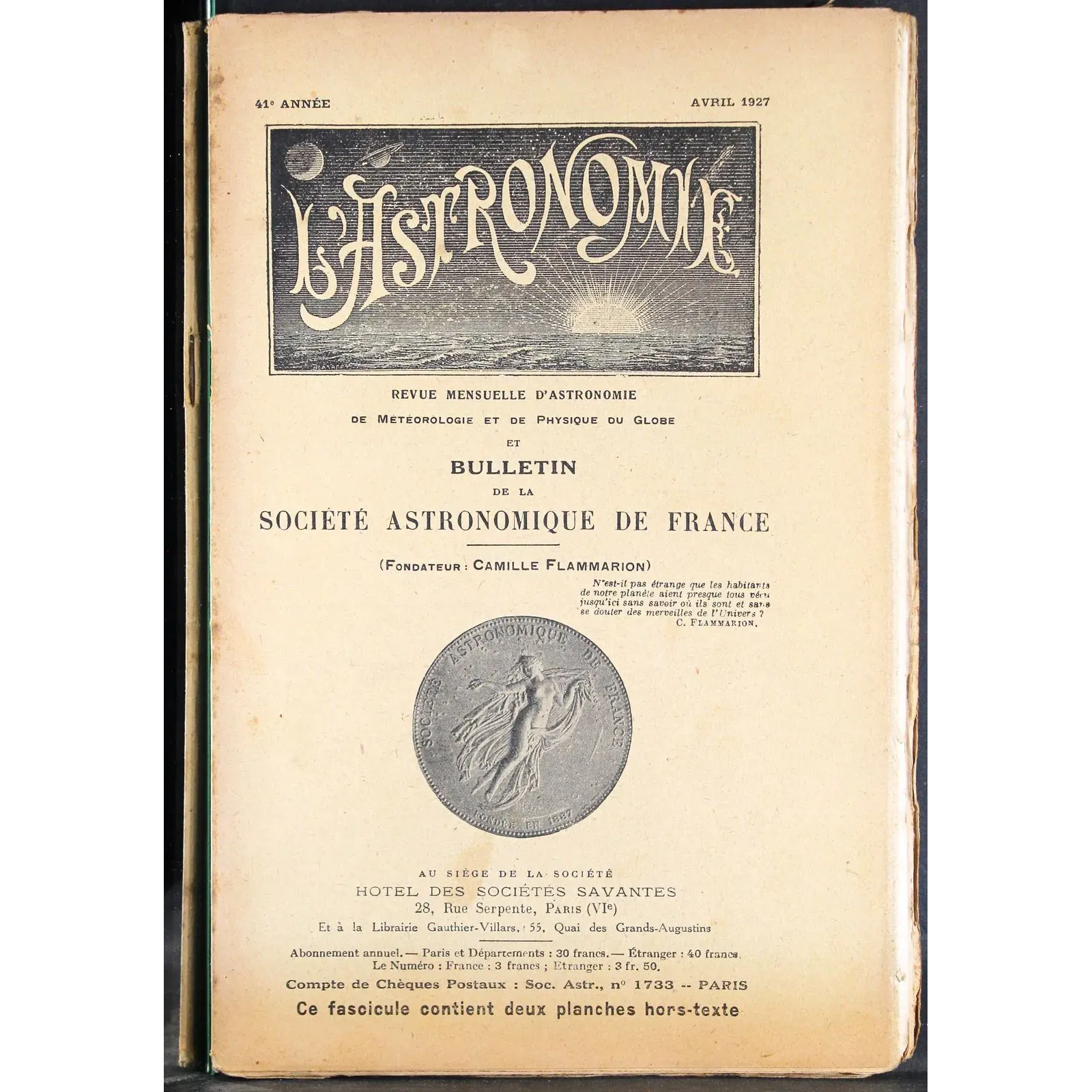 L' ASTRONOMIE - AVRIL - 1927