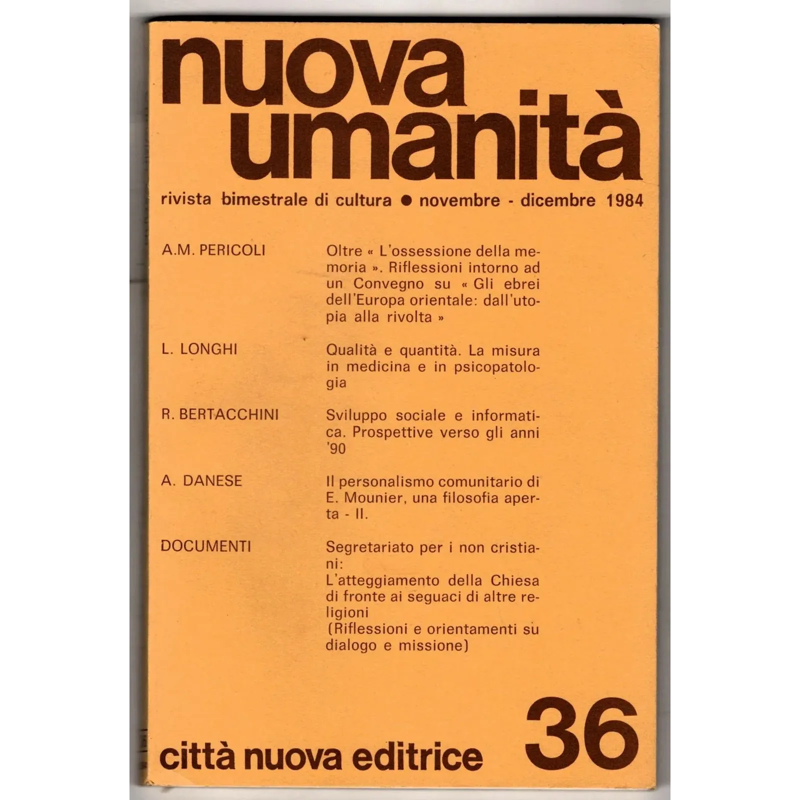 NUOVA UMANITA' - N 36 - 1984