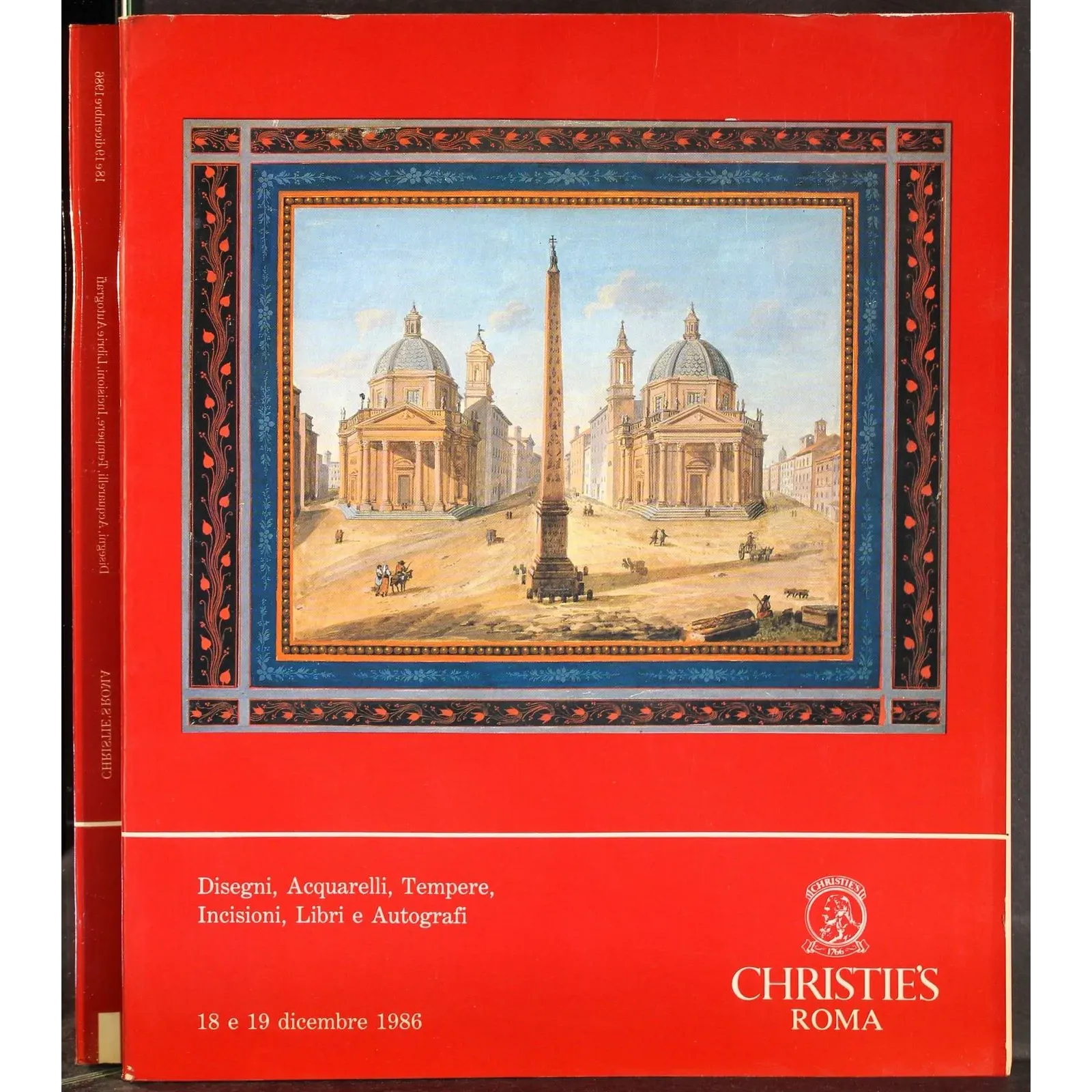 CHRISTIE'S. ROMA. DISEGNI, ACQUARELLI TEMPERE. CATALOGO ASTA 18-19 DIC 1986.