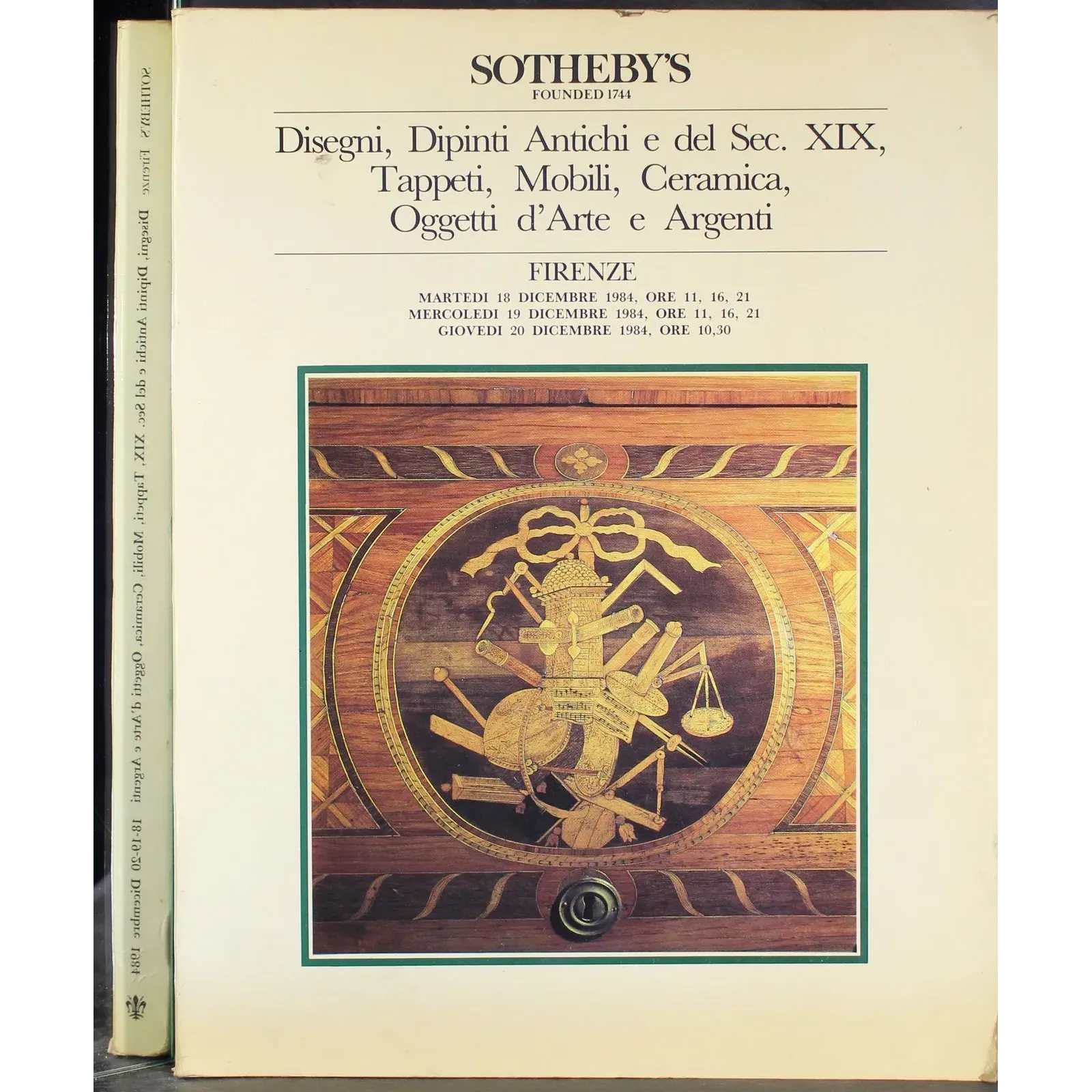 SOTHEBY'S. FIRENZE. DISEGNI DIPINTI ANTICHI E SEC XIX. CATALOGO ASTA DIC 1984.