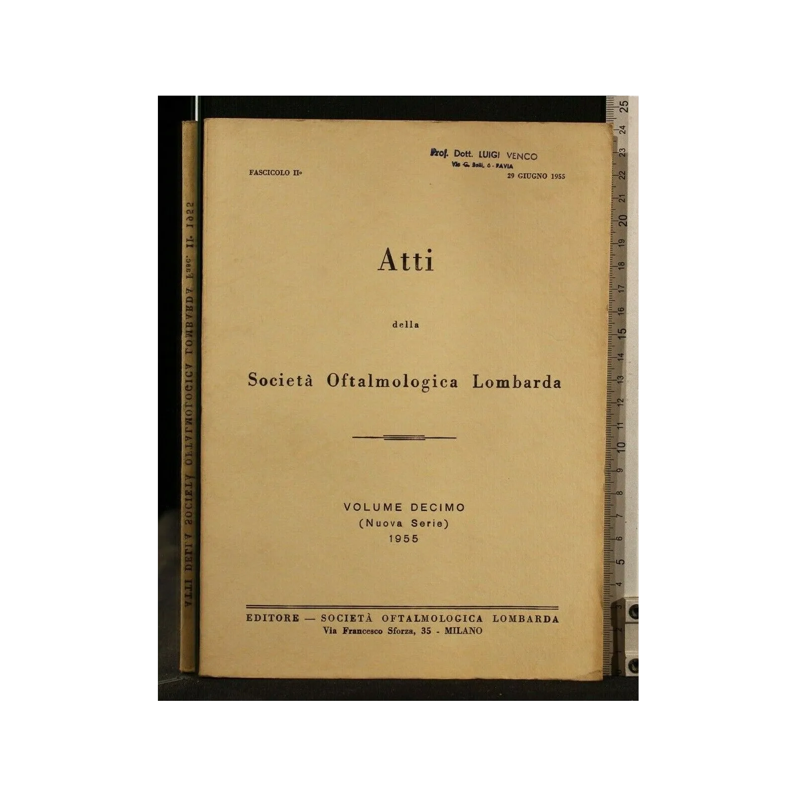 ATTI DELLA SOCIETA' OFTALMOLOGICA LOMBARDA VOLUME 10 (NUOVA