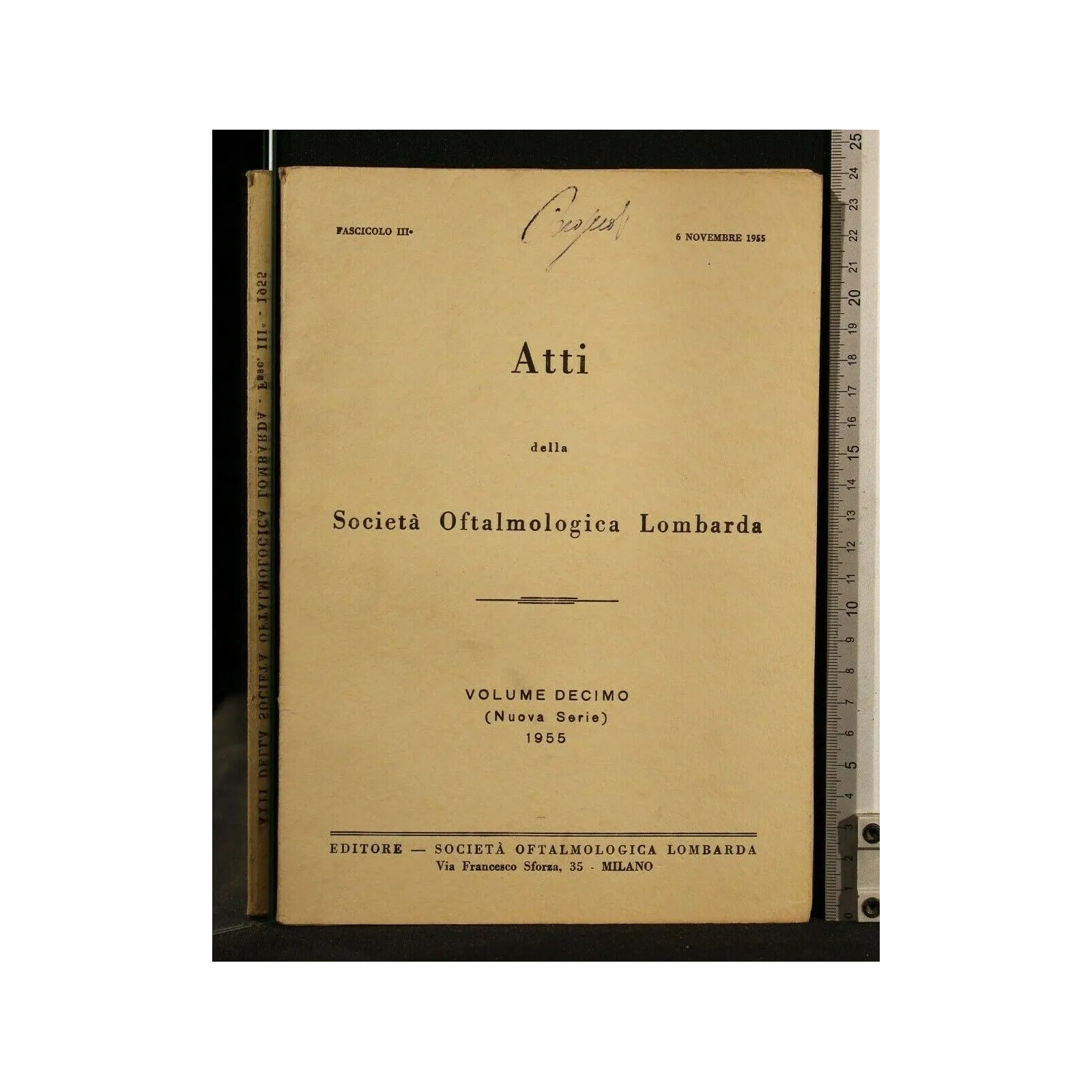 ATTI DELLA SOCIETA' OFTALMOLOGICA LOMBARDA VOLUME 10 (NUOVA