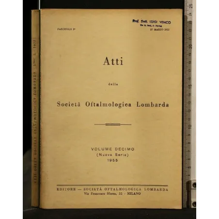ATTI DELLA SOCIETA' OFTALMOLOGICA LOMBARDA VOLUME 10 (NUOVA