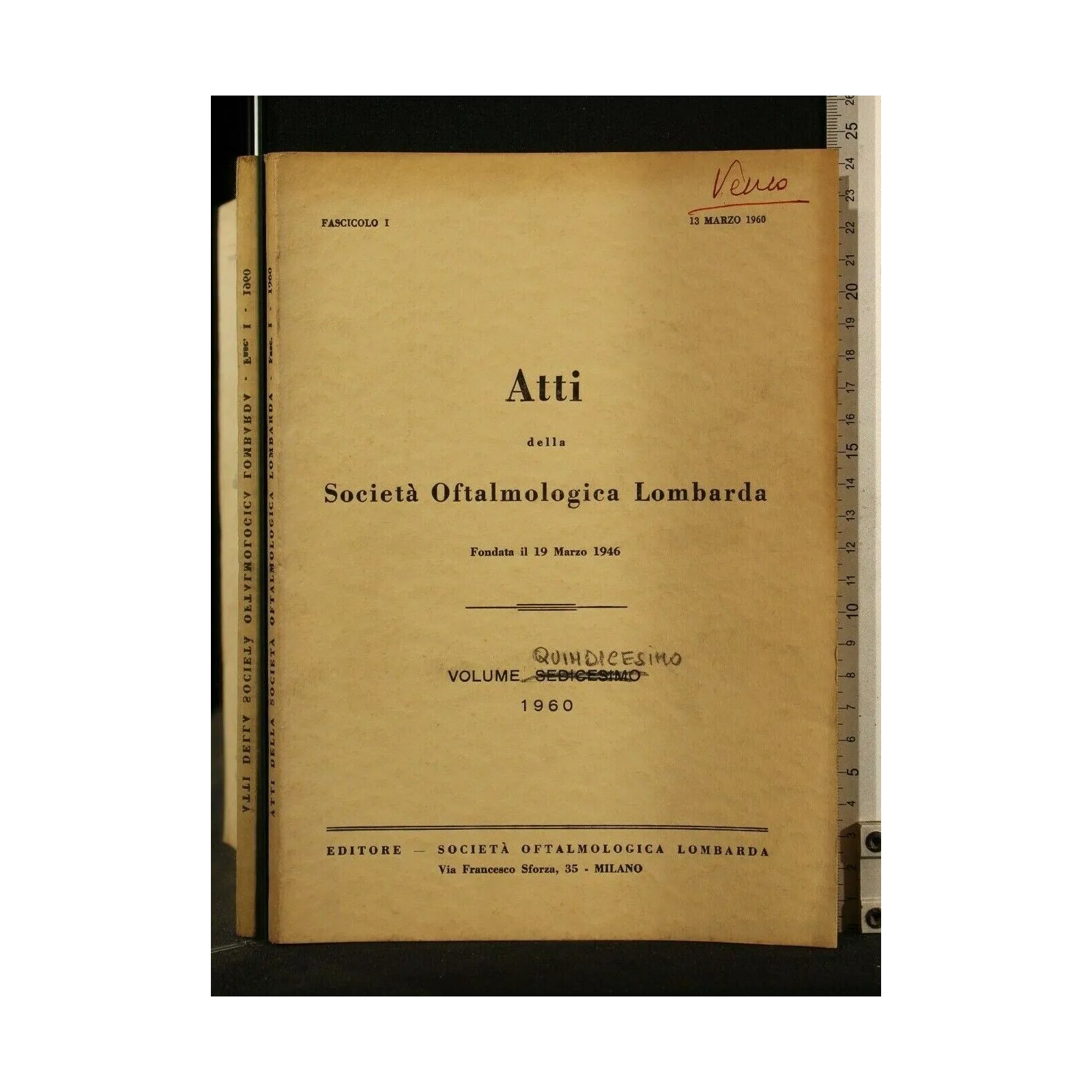 ATTI DELLA SOCIETA' OFTALMOLOGICA LOMBARDA VOL 15 FASC 1 13