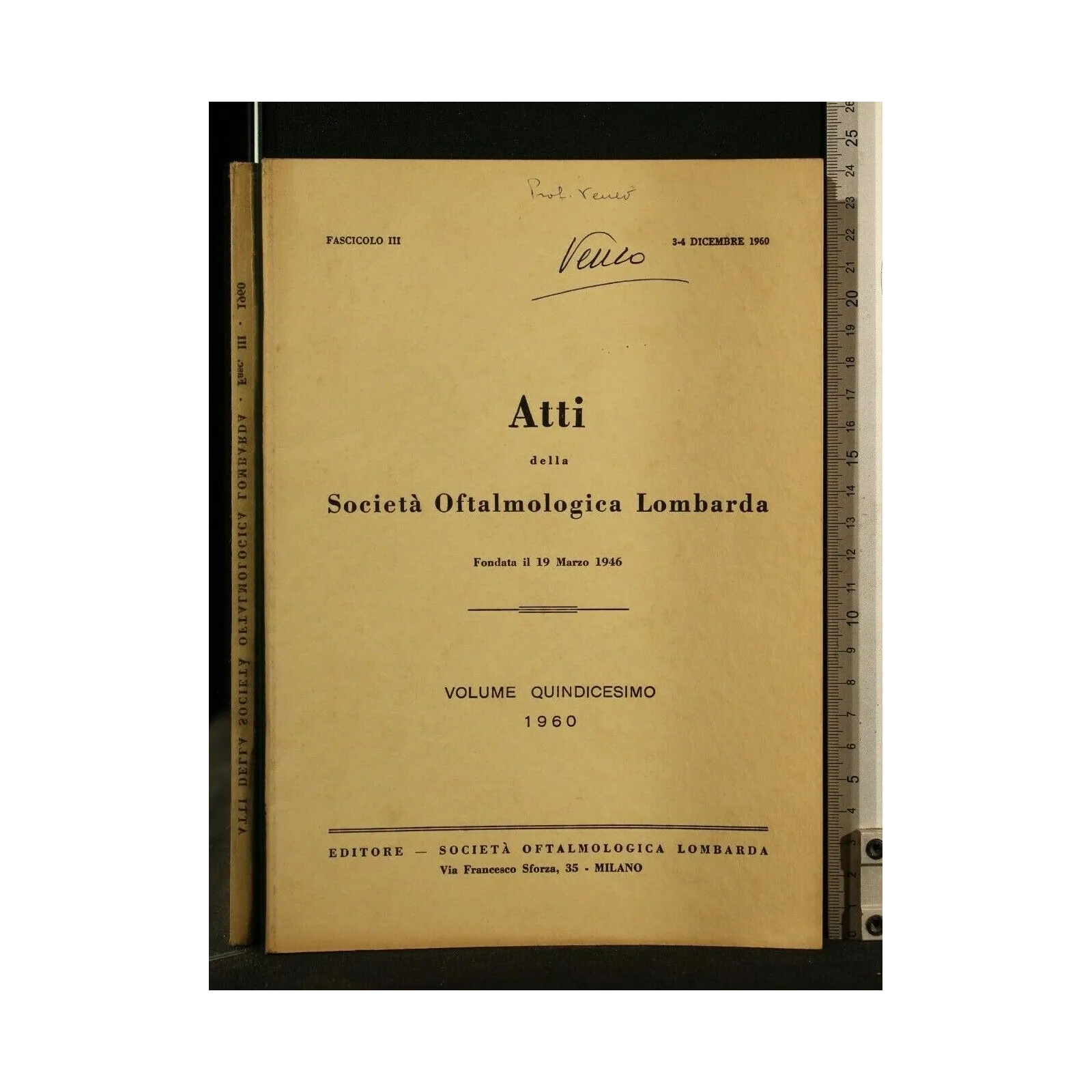 ATTI DELLA SOCIETA' OFTALMOLOGICA LOMBARDA VOL 15 FASC 3 3/4