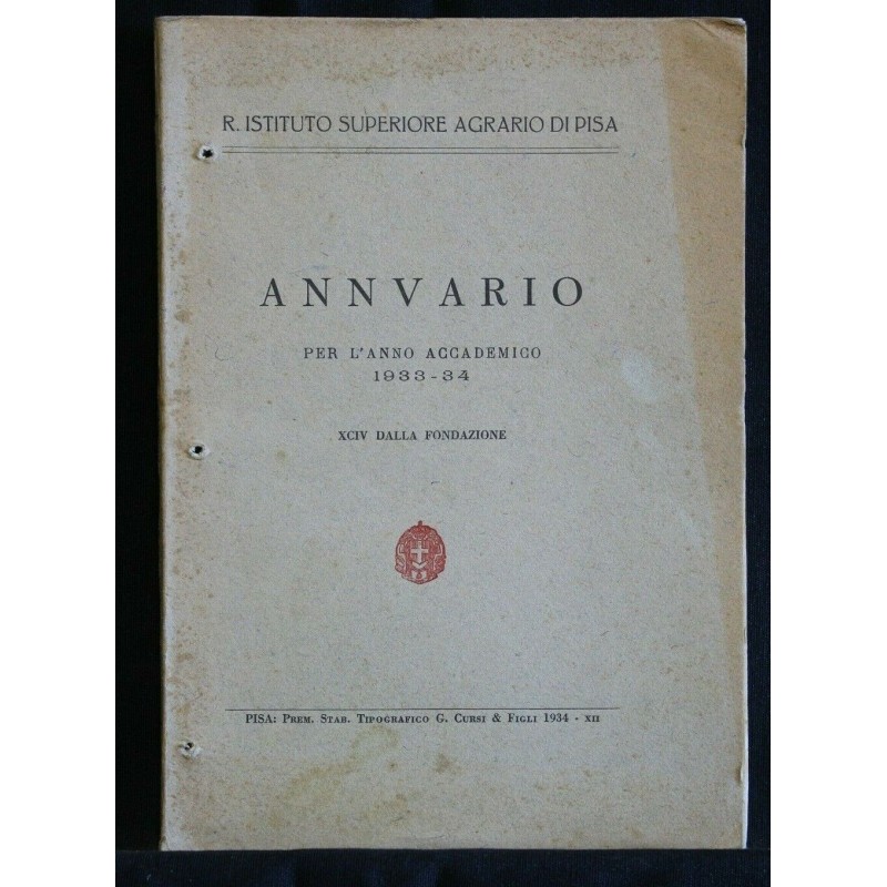 ANNUARIO PER L'ANNO ACCADEMICO 1933-34 R. ISTITUTO SUPERIORE
