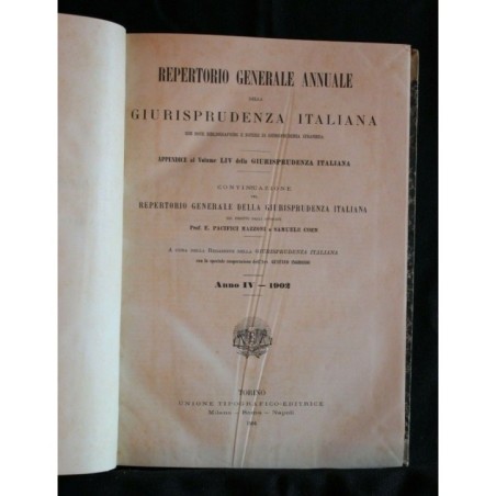 GIURISPRUDENZA ITALIANA APPENDICE AL VOL. LIV 1902