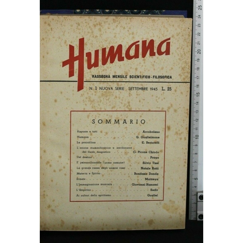 RACCOLTA DELLA RIVISTA MENSILE SCIENTIFICO-FILOSOFICA HUMANA