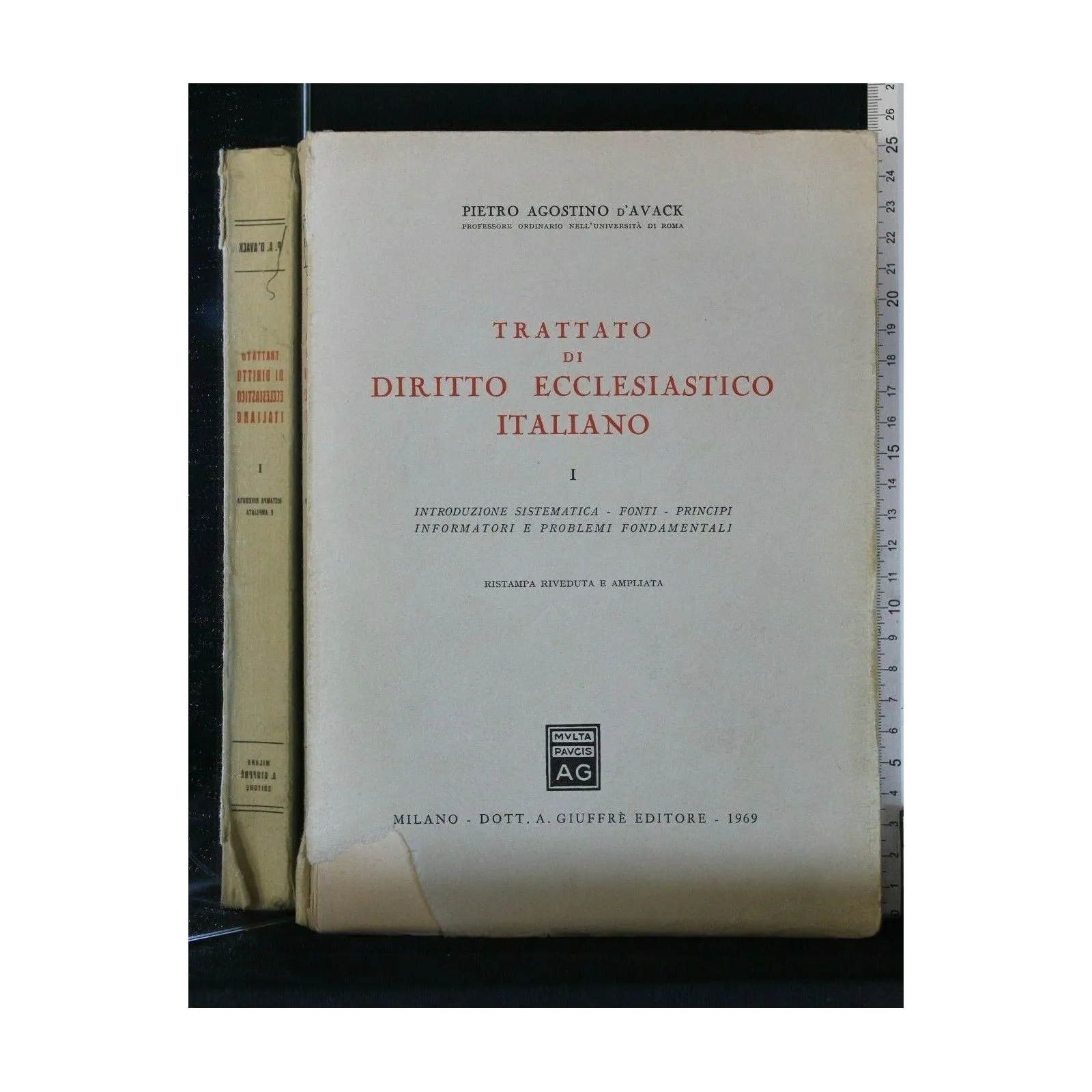 TRATTATO DI DIRITTO ECCLESIASTICO ITALIANO. VOLUME 1. D'AVACK.